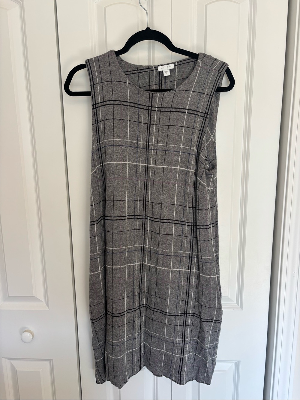 J. Jill Gray Plaid Ponte Sleeveless Shift Dress